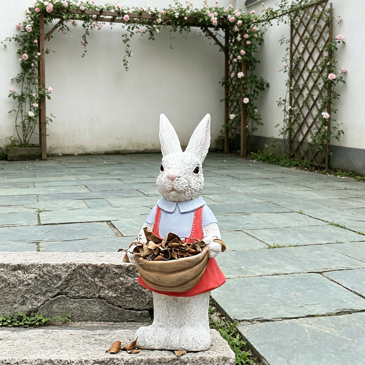 Simulated Pink Rabbit Statue Flower Pot Ornament, 17 in Resin Crafts Garden Sculpture Decor, Household Guardian Figurine, Ideal Gift for Independence Day for Yard Home Outdoor Decor - image 13