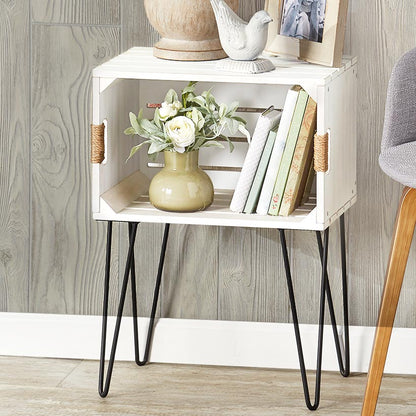 Rustic Wood-Like Crate End Table