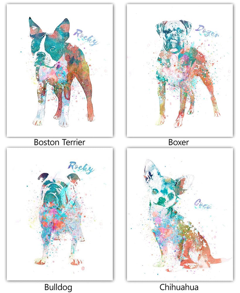Personalized Watercolor Dog or Cat Breed Wall Art#select-size_11"-x-14"
