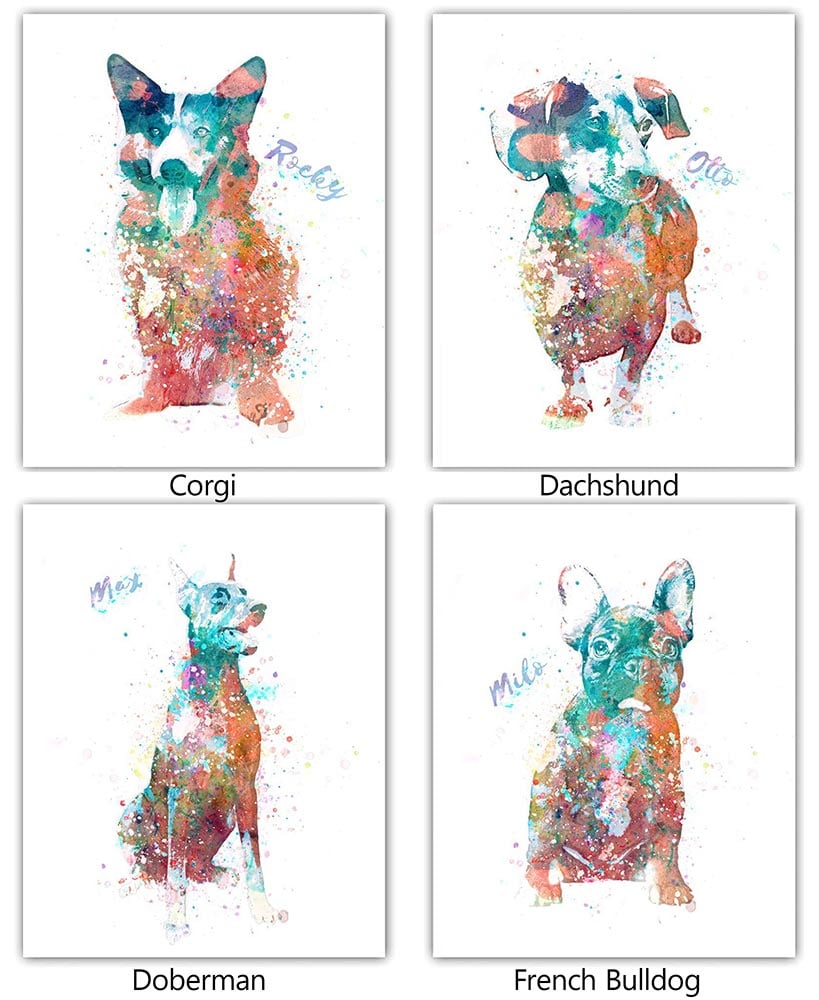 Personalized Watercolor Dog or Cat Breed Wall Art#select-size_11"-x-14"