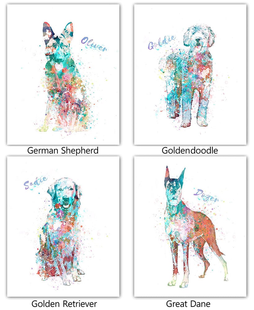 Personalized Watercolor Dog or Cat Breed Wall Art#select-size_11"-x-14"