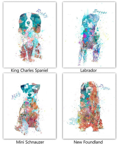 Personalized Watercolor Dog or Cat Breed Wall Art