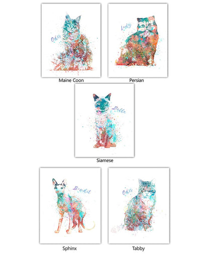 Personalized Watercolor Dog or Cat Breed Wall Art
