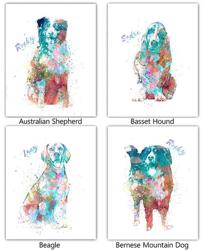Personalized Watercolor Dog or Cat Breed Wall Art
