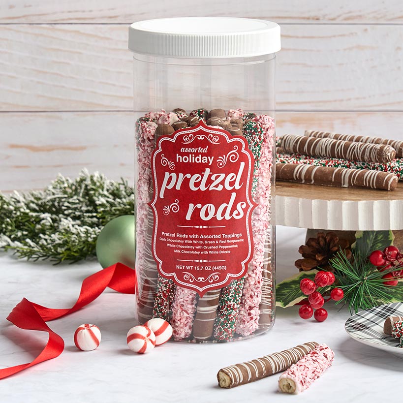 Holiday Gourmet Chocolate Covered Pretzel Tub in Assorted Flavors