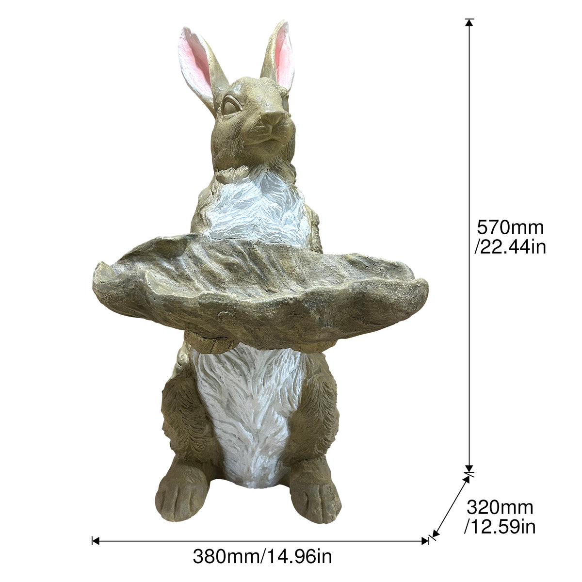 Magnesium Oxide Bunny Statue Holding Decor Hand-Painted Rabbit Sculpture Garden Lawn Ornament - image 3