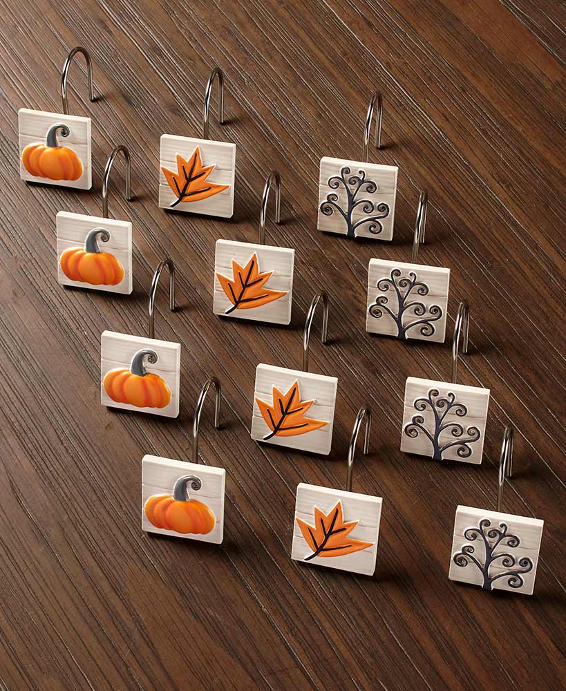 Harvest Themed Shower Curtain Hooks Set of 12