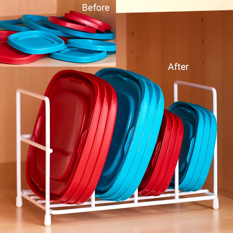 Kitchen Cabinet Food Container Lids Organizer