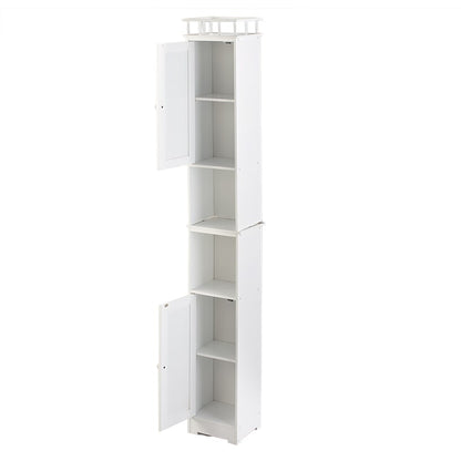 Slim Bathroom Freestanding Storage Cabinet with Shelves and Cupboards