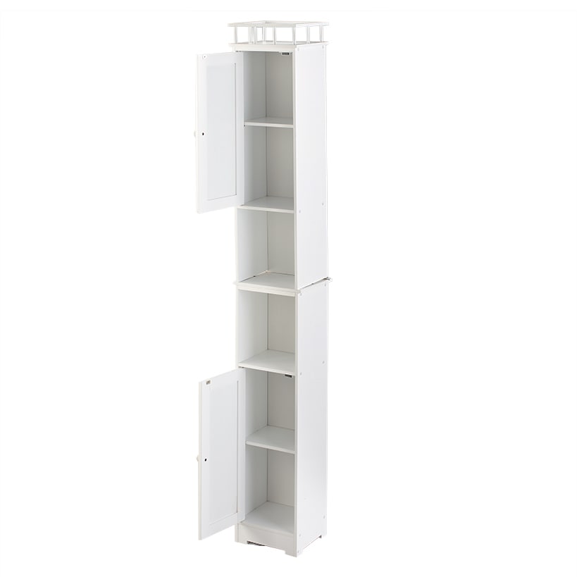 Slim Bathroom Freestanding Storage Cabinet with Shelves and Cupboards#select-finish_white