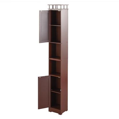 Slim Bathroom Freestanding Storage Cabinet with Shelves and Cupboards