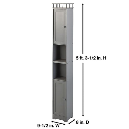 Slim Bathroom Freestanding Storage Cabinet with Shelves and Cupboards