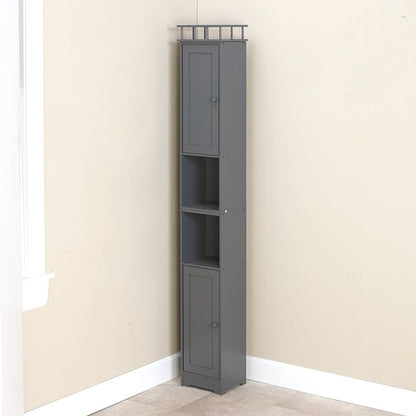 Slim Bathroom Freestanding Storage Cabinet with Shelves and Cupboards