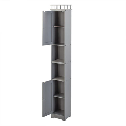 Slim Bathroom Freestanding Storage Cabinet with Shelves and Cupboards