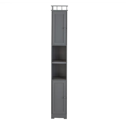 Slim Bathroom Freestanding Storage Cabinet with Shelves and Cupboards