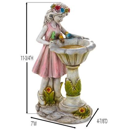 Solar Girl Bird Bath with LED Lights