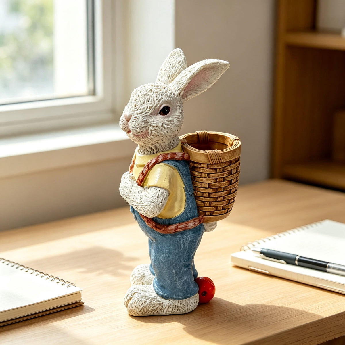 Simulated Couple Rabbit Statue Flower Pot Ornament, 17'' Resin Crafts Garden Sculpture Decor, Household Guardian Ornament, Ideal Gift for Independence Day for Yard Home Outdoor Decor - image 2