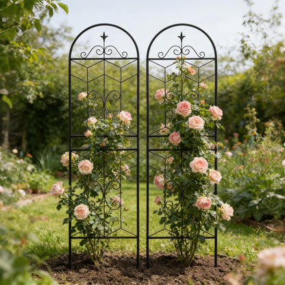 2 Pack Metal Garden Trellis 71" x 19.7" Rustproof Trellis for Climbing Plants Outdoor Flower Support Black - image 6