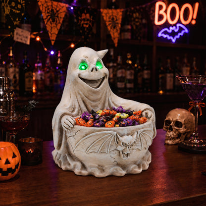 Halloween Ghost Storage Bowl Figurine, Spooky Candy Dish with LED Light for Halloween Party - image 13