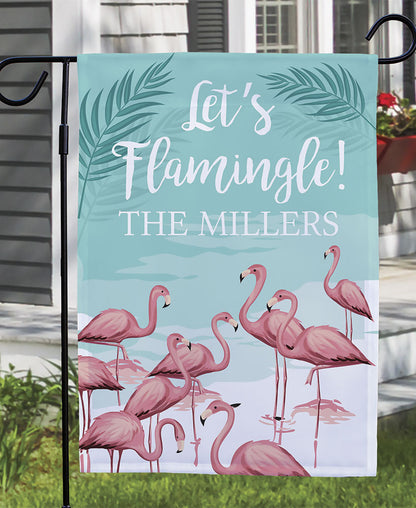 Personalized Flamingo Doormat or Garden Flag