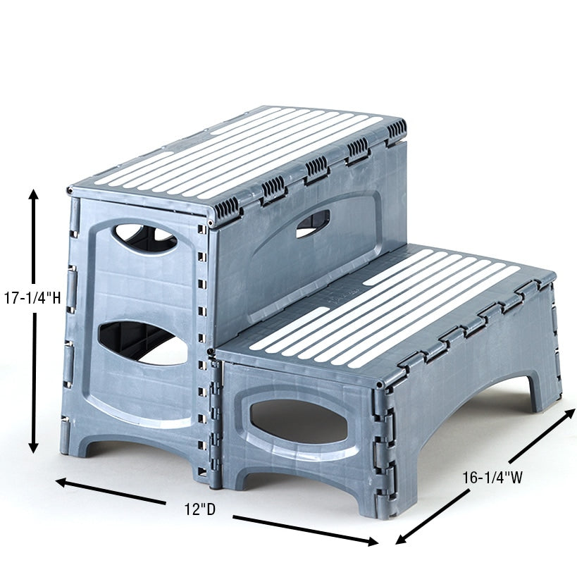 Folding 2-Step Stool for Adults, Non-Slip Collapsible 300 LBS. Capacity