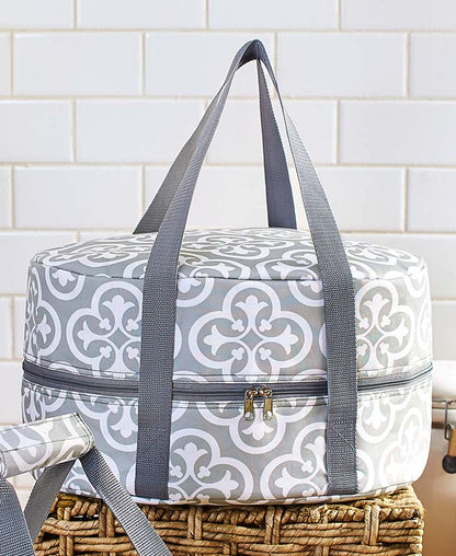Insulated Casserole or Slow Cooker Travel Tote - Medallion or Damask