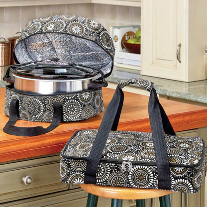 Insulated Casserole or Slow Cooker Travel Tote - Medallion or Damask