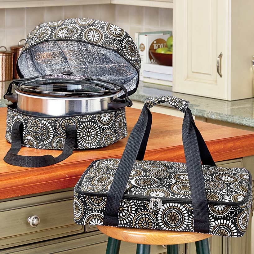 Insulated Casserole or Slow Cooker Travel Tote - Medallion or Damask