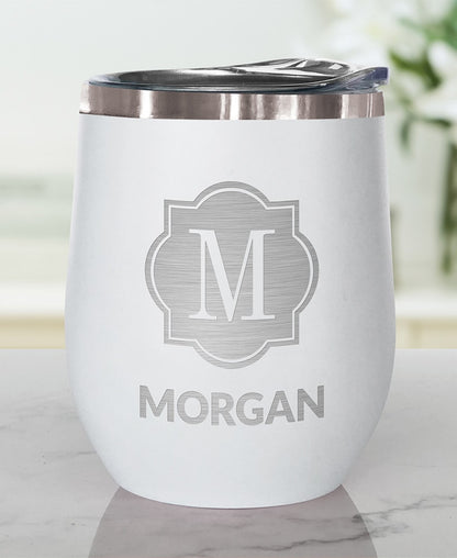 Personalized Stemless Wine Tumbler Insulated Stainless Steel 12oz