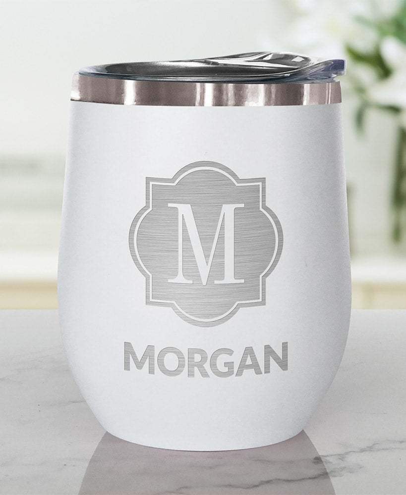 Personalized Stemless Wine Tumbler Insulated Stainless Steel 12oz