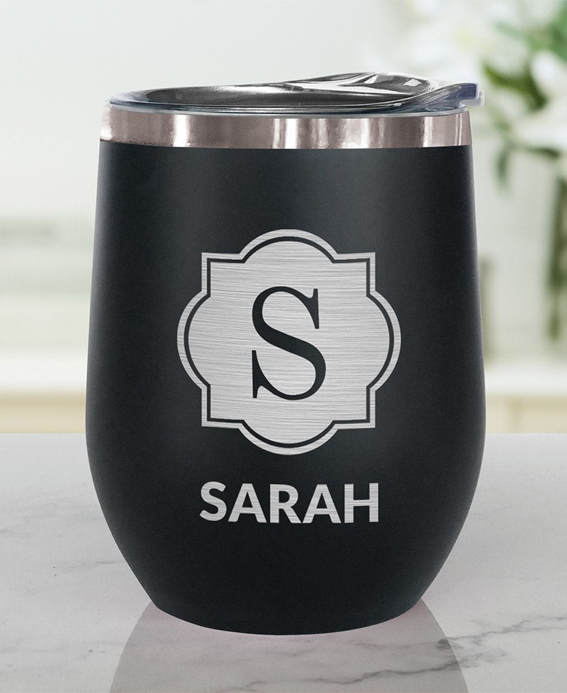 Personalized Stemless Wine Tumbler Insulated Stainless Steel 12oz