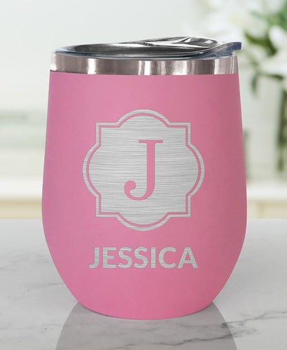 Personalized Stemless Wine Tumbler Insulated Stainless Steel 12oz