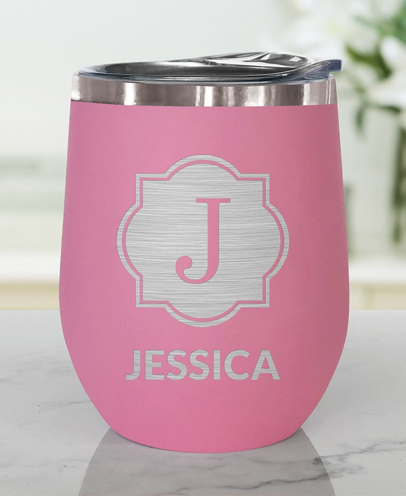 Personalized Stemless Wine Tumbler Insulated Stainless Steel 12oz