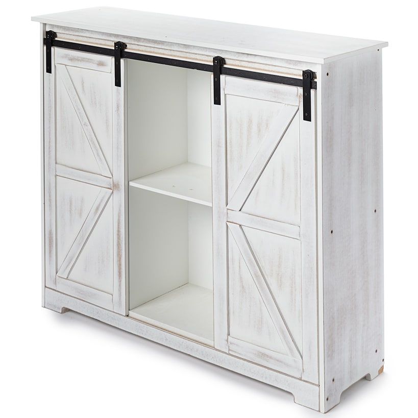 Kitchen Buffet Wooden Cabinet with Sliding Barn-Doors#select-color_antique-white
