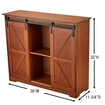 Kitchen Buffet Wooden Cabinet with Sliding Barn-Doors