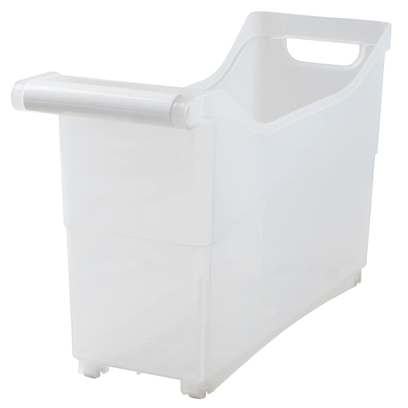 Storage Bin with Handle and Rolling Wheels for Kitchen Organization Plastic