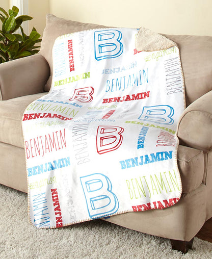 Personalized Kids' Name Art Sherpa Throw or Pillow