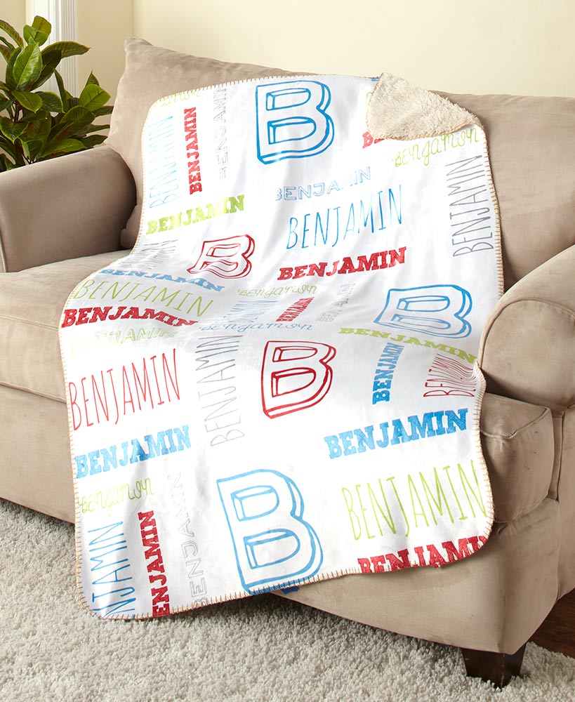 Personalized Kids' Name Art Sherpa Throw or Pillow