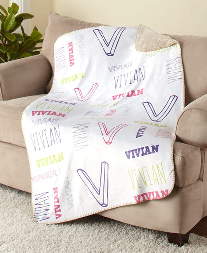 Personalized Kids' Name Art Sherpa Throw or Pillow