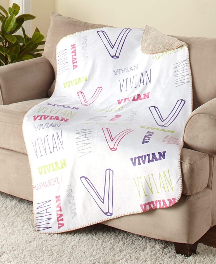 Personalized Kids' Name Art Sherpa Throw or Pillow