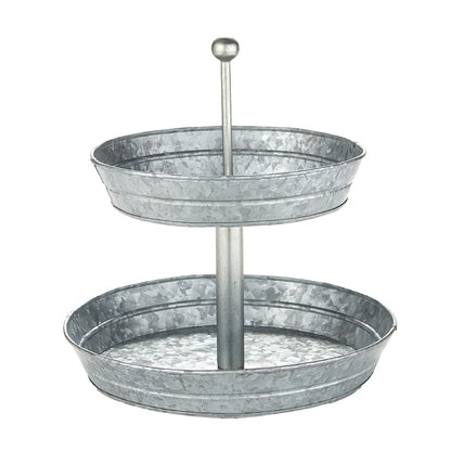 Galvanized Silver Metal Tabletop Serving Collection Tray or Caddy