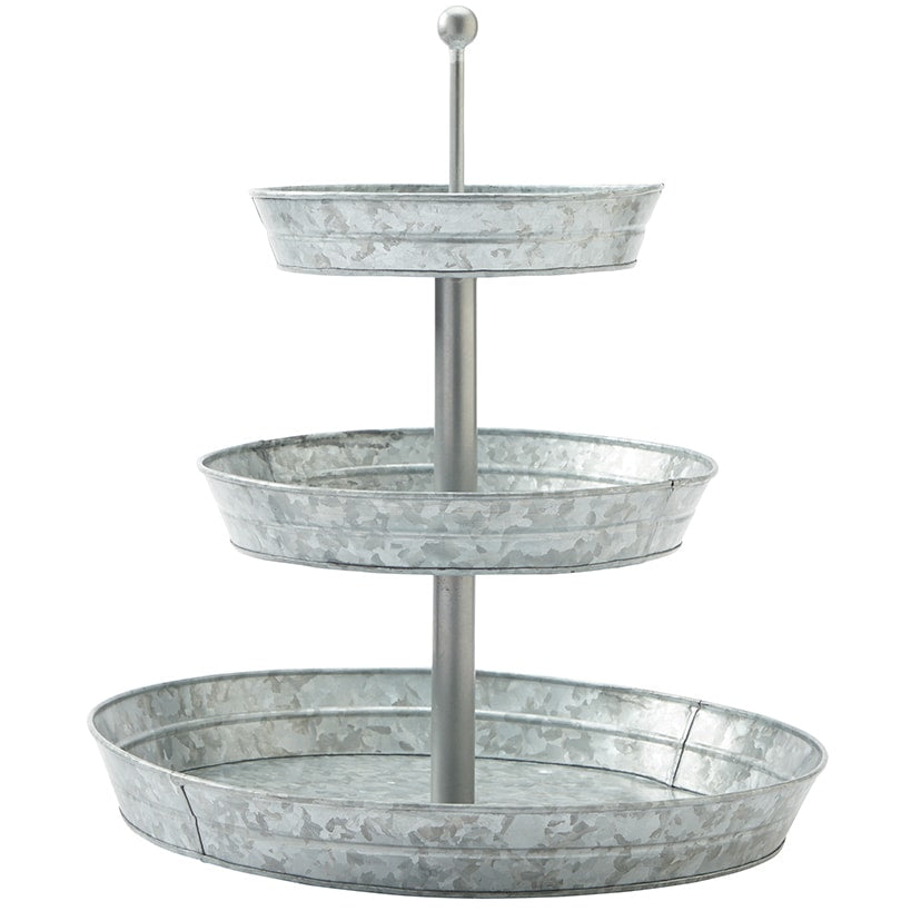Galvanized Silver Metal Tabletop Serving Collection Tray or Caddy#select-style_3-tier-serving-tray