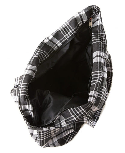 Monogram Plaid Tote Bag with Pockets