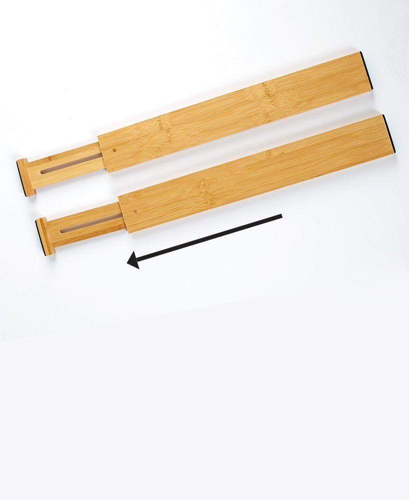 Bamboo Kitchen Drawer Divider & Organizer - Set of 2