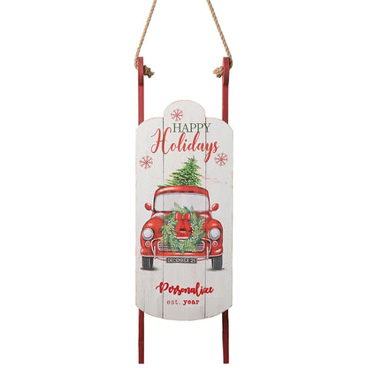 Personalized Red Truck Sled Decor