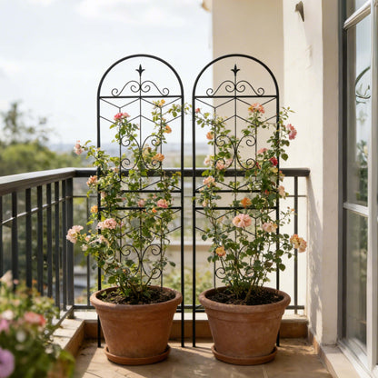 2 Pack Metal Garden Trellis 71" x 19.7" Rustproof Trellis for Climbing Plants Outdoor Flower Support Black - image 4