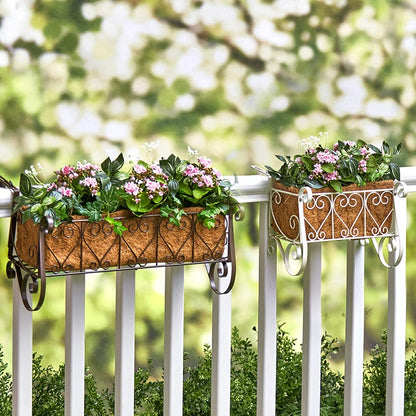 Decorative Fence and Rail Planters for Outdoor Flowers