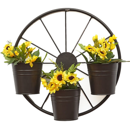 wagon wheel hanging planter Lakeside Rustic Wagon Wheel Planter or Fence for Outdoor Spaces