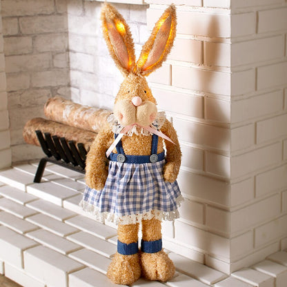 Easter Country Bunnies With Lighted Ears Or Blue Carrot Garland