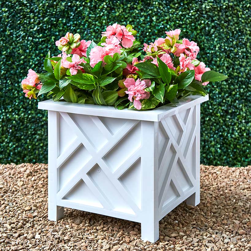 Lattice Design Chippendale Style Planter Box#select-color_white